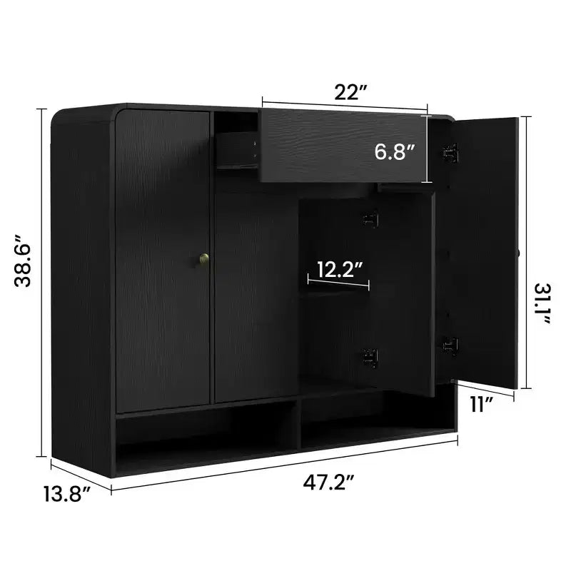 47.2 Shoe Storage Cabinet with 4 Doors and 1 Drawer, Entryway Shoe Organizer Cabinet for Hallway, Living Room or Bedroom