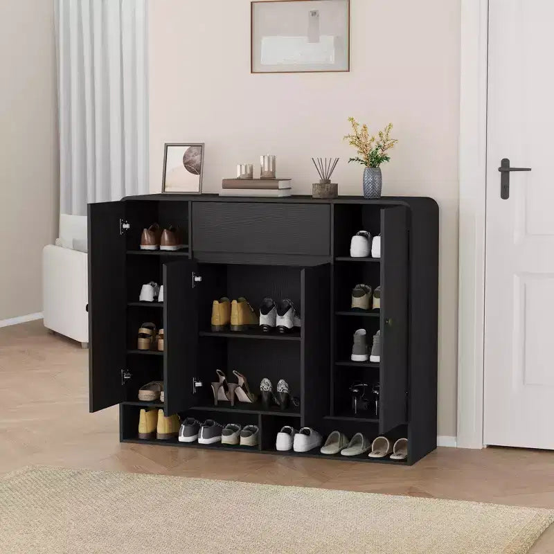 47.2 Shoe Storage Cabinet with 4 Doors and 1 Drawer, Entryway Shoe Organizer Cabinet for Hallway, Living Room or Bedroom