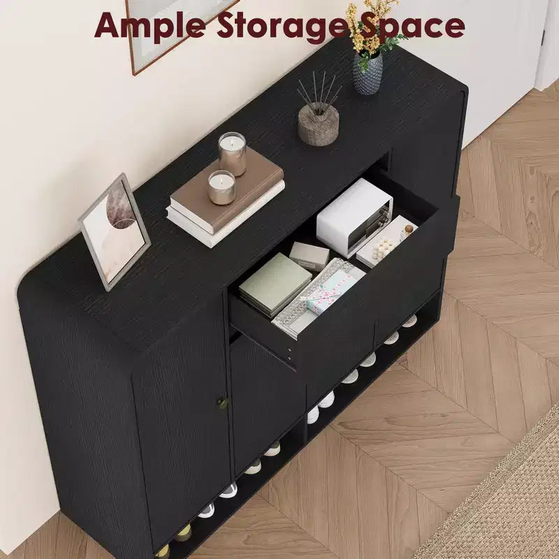 47.2 Shoe Storage Cabinet with 4 Doors and 1 Drawer, Entryway Shoe Organizer Cabinet for Hallway, Living Room or Bedroom