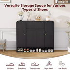 Meuble à chaussures de 120 cm de large avec 4 portes et 1 tiroir, meuble de rangement pour chaussures d'entrée, de salon ou de chambre à coucher