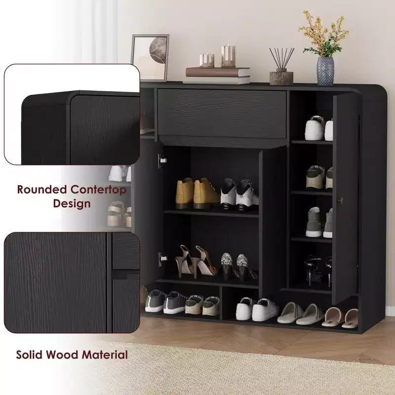 47.2 Shoe Storage Cabinet with 4 Doors and 1 Drawer, Entryway Shoe Organizer Cabinet for Hallway, Living Room or Bedroom