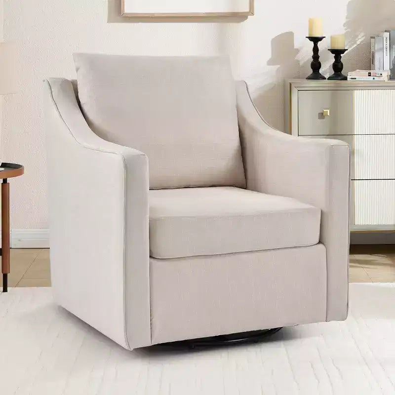Bestier Swivel Accent Square Chair with Thick Padded Backrest Cushion, Lounge Reading Chair for Living Room Bedroom Small Spaces