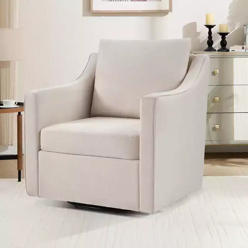 Bestier Swivel Accent Square Chair with Thick Padded Backrest Cushion, Lounge Reading Chair for Living Room Bedroom Small Spaces