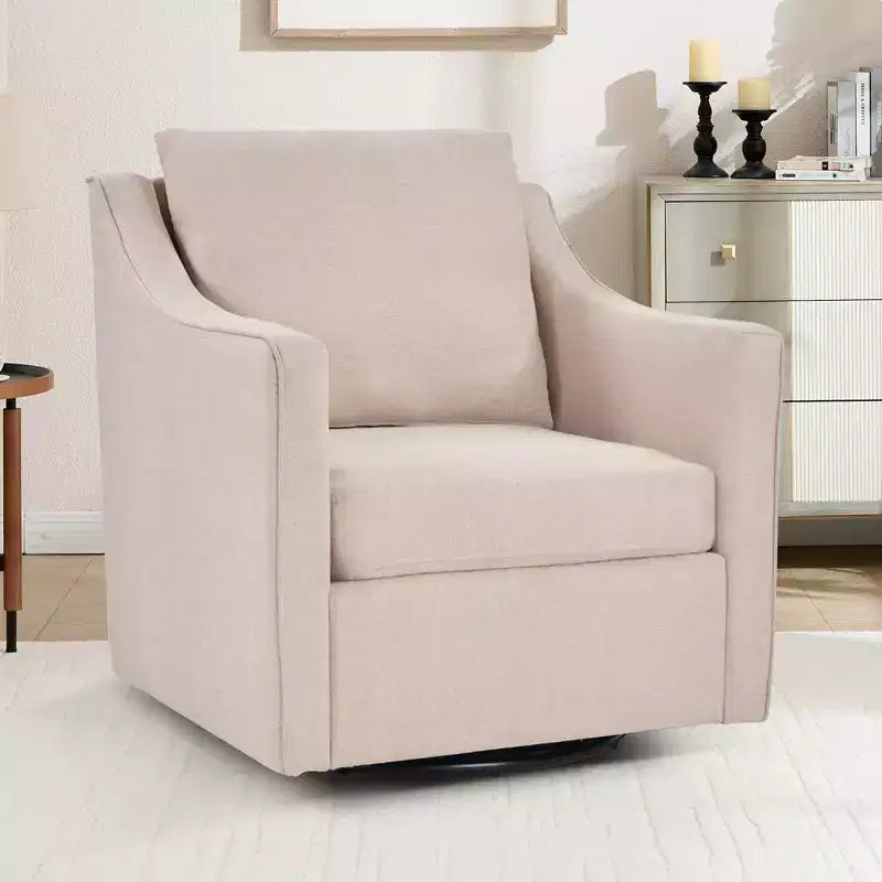 Bestier Swivel Accent Square Chair with Thick Padded Backrest Cushion, Lounge Reading Chair for Living Room Bedroom Small Spaces