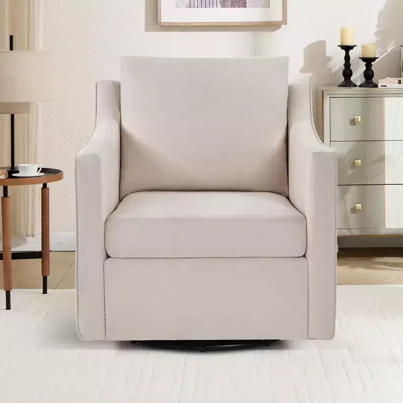 Bestier Swivel Accent Square Chair with Thick Padded Backrest Cushion, Lounge Reading Chair for Living Room Bedroom Small Spaces