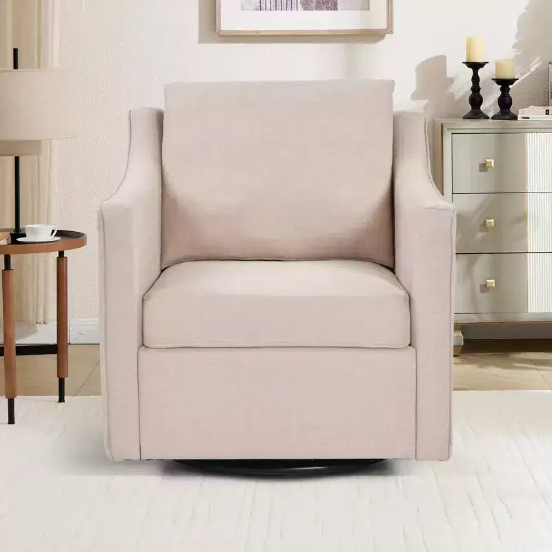 Bestier Swivel Accent Square Chair with Thick Padded Backrest Cushion, Lounge Reading Chair for Living Room Bedroom Small Spaces