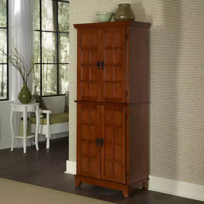 Home Styles Arts & Crafts Pantry Cottage Oak : Traditional Hardwood Kitchen Storage, 4-Door, 4-Shelf