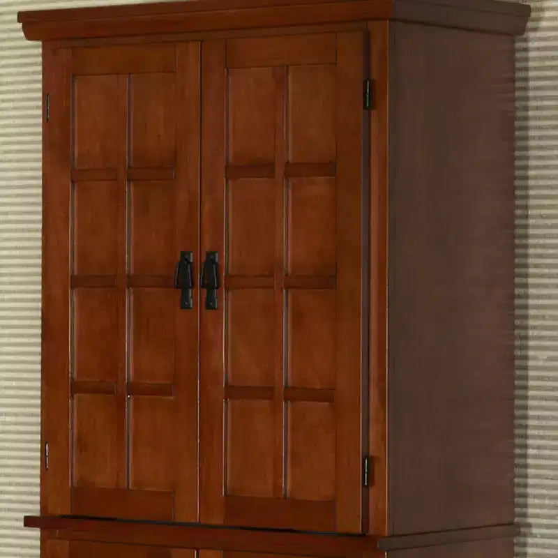 Home Styles Arts & Crafts Pantry Cottage Oak : Traditional Hardwood Kitchen Storage, 4-Door, 4-Shelf