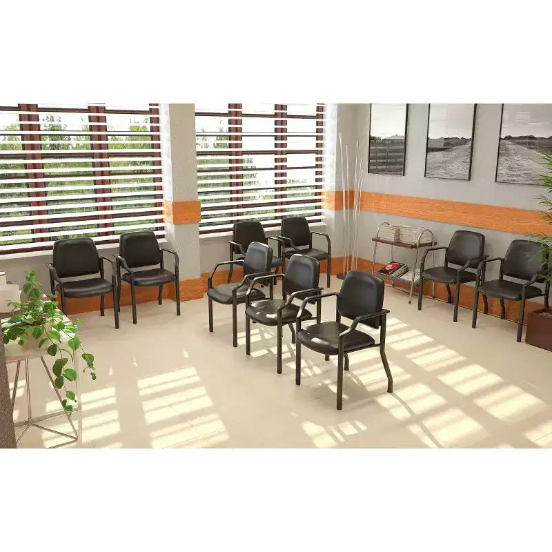 300lbs Guest Chair Antimicrobial Black - Boss Office Products: Sturdy Mid Back, Metal Frame, Easy Clean