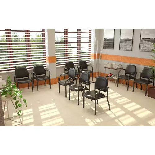 300lbs Guest Chair Antimicrobial Black - Boss Office Products: Sturdy Mid Back, Metal Frame, Easy Clean