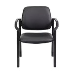 Fauteuil visiteur antimicrobien 300lbs noir - Boss Office Products : Dossier mi-hauteur robuste, Structure métallique, Facile à nettoyer