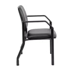 Fauteuil visiteur antimicrobien 300lbs noir - Boss Office Products : Dossier mi-hauteur robuste, Structure métallique, Facile à nettoyer