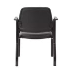Fauteuil visiteur antimicrobien 300lbs noir - Boss Office Products : Dossier mi-hauteur robuste, Structure métallique, Facile à nettoyer