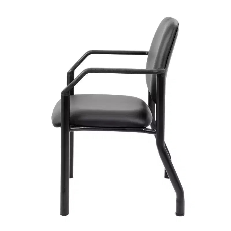 300lbs Guest Chair Antimicrobial Black - Boss Office Products: Sturdy Mid Back, Metal Frame, Easy Clean