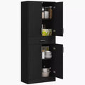 HOMCOM 70.75 Kitchen Pantry Cabinet w/ Drawer and Adjustable Shelf, Freestanding Tall Storage Cabinet w/ 2 Double Doors, Distressed Black