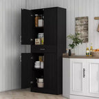 Armoire de cuisine/garde-manger de 70,75 po avec tiroir et étagère réglable, meuble de rangement haut autoportant avec 2 portes doubles, noir vieilli