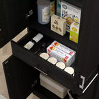Armoire de cuisine/garde-manger de 70,75 po avec tiroir et étagère réglable, meuble de rangement haut autoportant avec 2 portes doubles, noir vieilli
